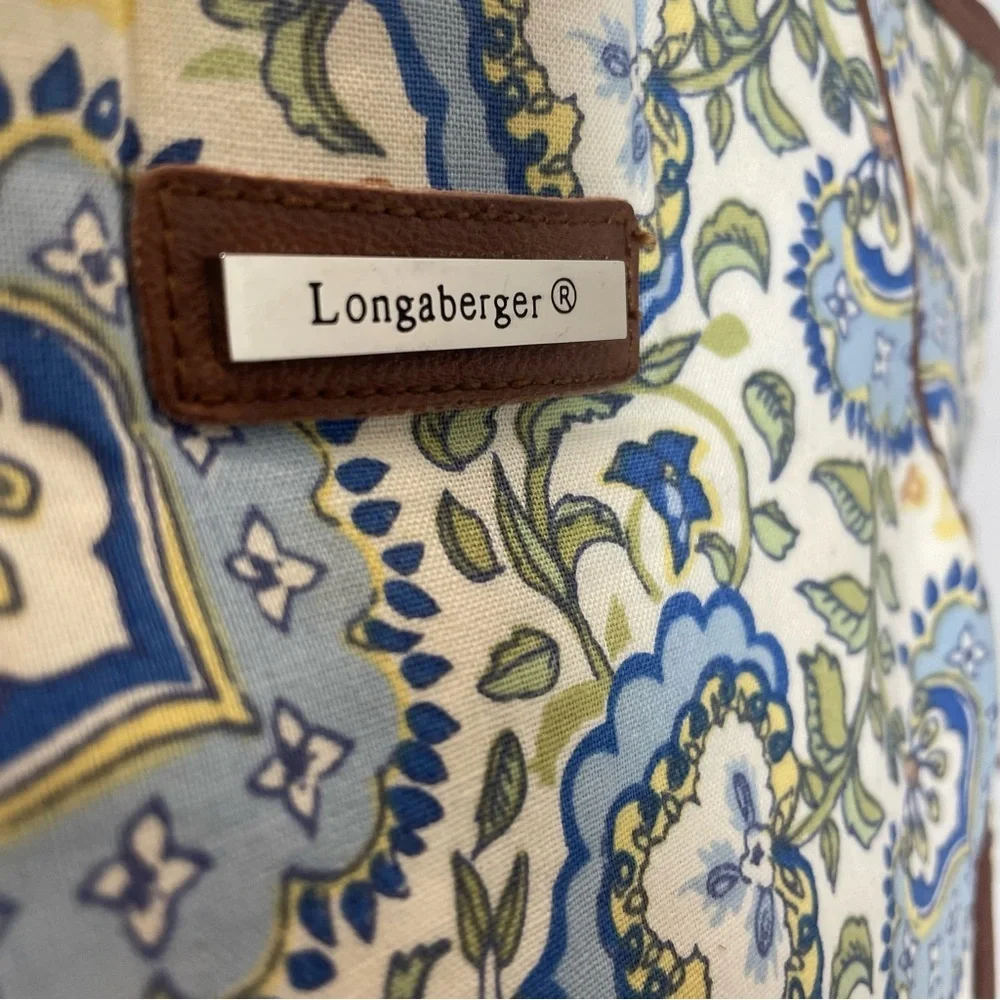 Longaberger Small Tote Bag,  Faux Leather Trim & Handles. Spots noted in picture